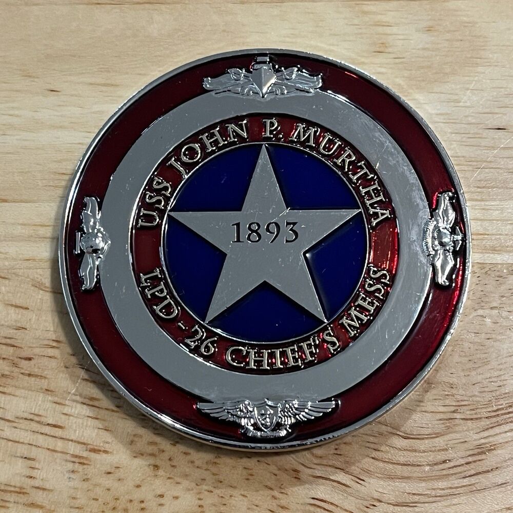 Challenge Coin USS JOHN P MURTHA Chief Petty Officer CPO Navy Captain America